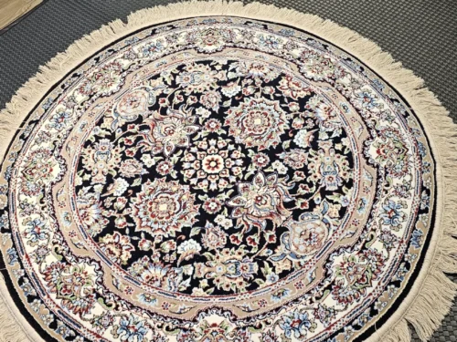 فرش ماشینی گرد 1متری سهند،سرمه ای F17
