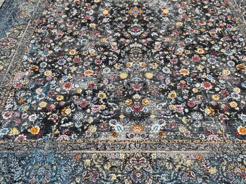 طرح فلورا _کلکسیون خلیج_ رنگ سورمه ای  _1200 شانه ی نخ آکرولیک