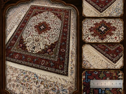 قالیچه دستبافت کرمان قلم آذرشهر طرح کلاسیک اصیل - کد 78421