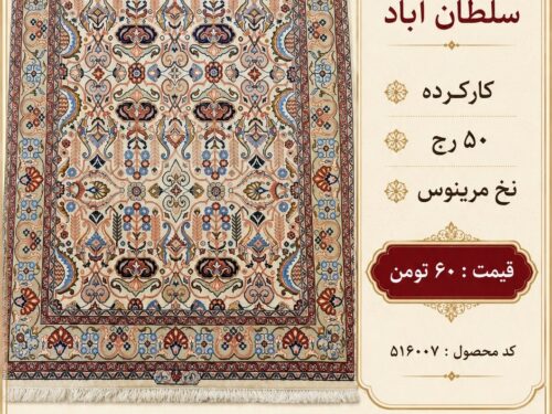 فرش دستباف سلطان آباد 50 رج طرح کلاسیک اصیل