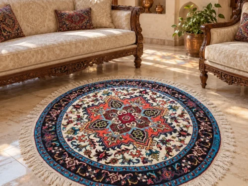 فرش دستباف گرد 30 رج بافت هریس قطر 1.5 - کد 82059